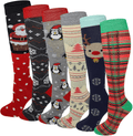 6 Pairs Women's Fancy Design Multi Colorful Patterned Knee High Socks Home & Garden > Decor > Seasonal & Holiday Decorations& Garden > Decor > Seasonal & Holiday Decorations SUMONA Christmas 2019  