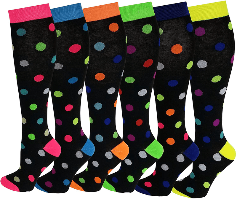 6 Pairs Women's Fancy Design Multi Colorful Patterned Knee High Socks Home & Garden > Decor > Seasonal & Holiday Decorations& Garden > Decor > Seasonal & Holiday Decorations SUMONA Polka Dot Neon  