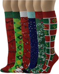 6 Pairs Women's Fancy Design Multi Colorful Patterned Knee High Socks Home & Garden > Decor > Seasonal & Holiday Decorations& Garden > Decor > Seasonal & Holiday Decorations SUMONA Christmas  