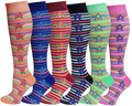 6 Pairs Women's Fancy Design Multi Colorful Patterned Knee High Socks Home & Garden > Decor > Seasonal & Holiday Decorations& Garden > Decor > Seasonal & Holiday Decorations SUMONA Stars & Stripes  