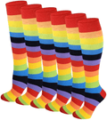 6 Pairs Women's Fancy Design Multi Colorful Patterned Knee High Socks Home & Garden > Decor > Seasonal & Holiday Decorations& Garden > Decor > Seasonal & Holiday Decorations SUMONA Classic Rainbow Stripes Stripes  