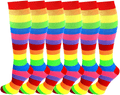 6 Pairs Women's Fancy Design Multi Colorful Patterned Knee High Socks Home & Garden > Decor > Seasonal & Holiday Decorations& Garden > Decor > Seasonal & Holiday Decorations SUMONA Neon Rainbow Stripes  