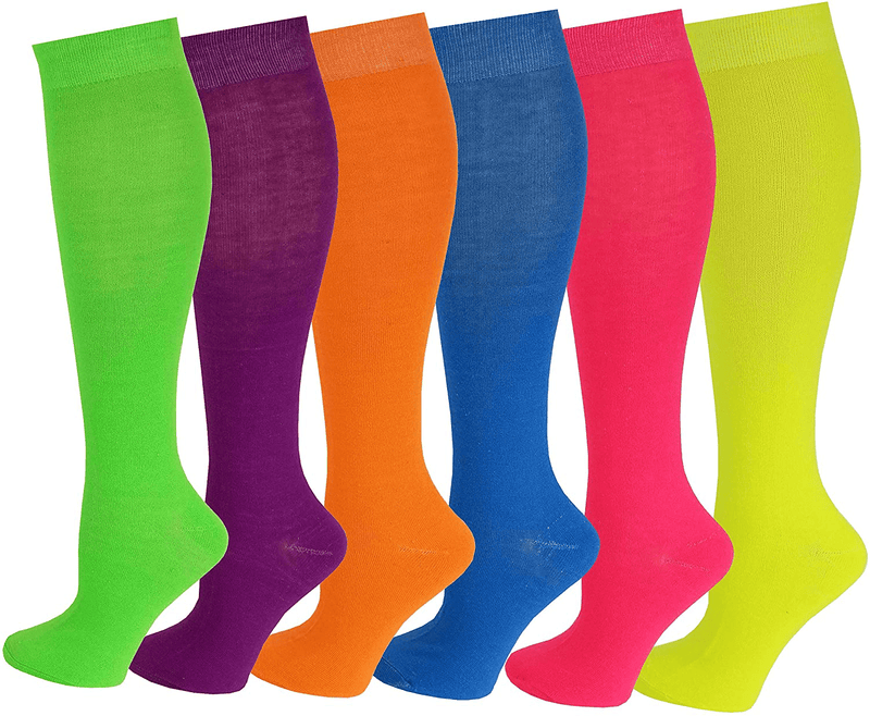6 Pairs Women's Fancy Design Multi Colorful Patterned Knee High Socks Home & Garden > Decor > Seasonal & Holiday Decorations& Garden > Decor > Seasonal & Holiday Decorations SUMONA Neon Solid  