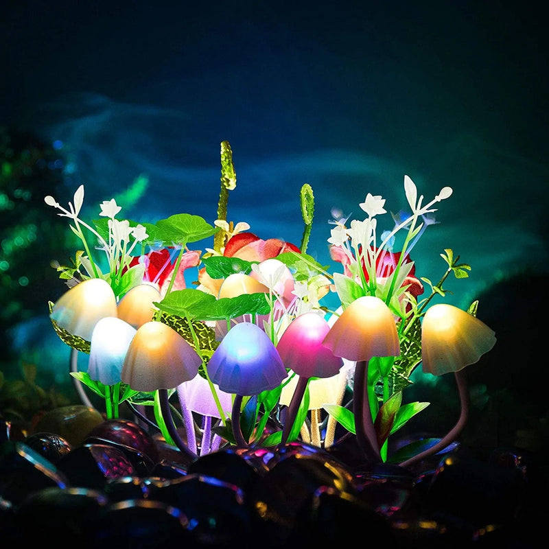 6 Pcs Mushroom Night Lights 7 Color Change Plug Light Sensor Wall Lamp, LED Night Lights Mini Magic Mushroom Night Lights Sensor Wall Lamp for Kids Adult (Lotus Leaves, Rose) Home & Garden > Lighting > Night Lights & Ambient Lighting Mudder   
