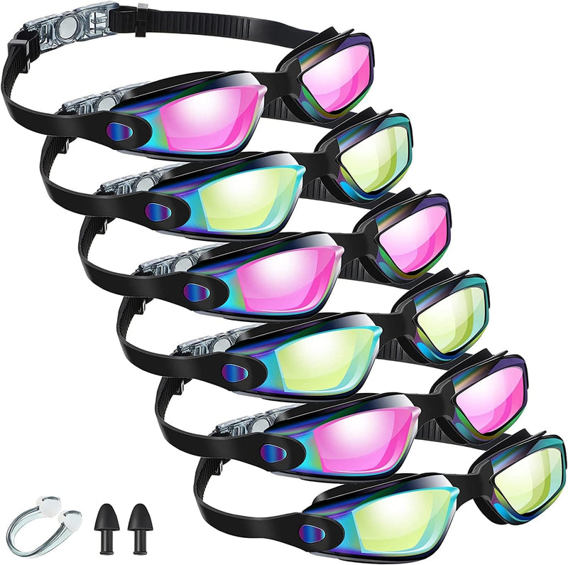 6 Pcs Swim Goggles Swimming Equipment Swimming Goggles Sport Swimming Goggles for Women Men Adult Youth Sporting Goods > Outdoor Recreation > Boating & Water Sports > Swimming > Swim Goggles & Masks Flutesan Neon Color  