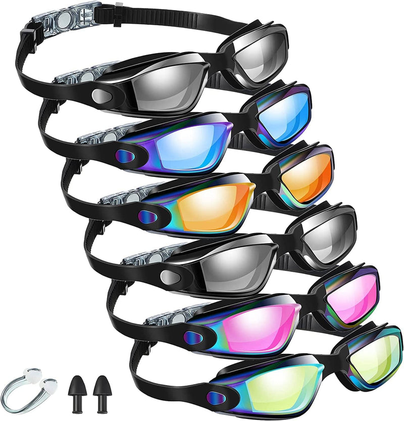 6 Pcs Swim Goggles Swimming Equipment Swimming Goggles Sport Swimming Goggles for Women Men Adult Youth Sporting Goods > Outdoor Recreation > Boating & Water Sports > Swimming > Swim Goggles & Masks Flutesan Vivid Color  