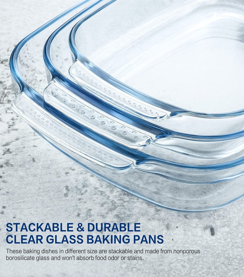 6-Piece Deep Glass Baking Dish Set, Rectangular Glass Bakeware Set with Lids, Baking Pans, Casserole Dishes for Lasagna, Leftovers, Cooking, Kitchen, Freezer-To-Oven Friendly, Space-Saving Home & Garden > Kitchen & Dining > Cookware & Bakeware M MCIRCO   