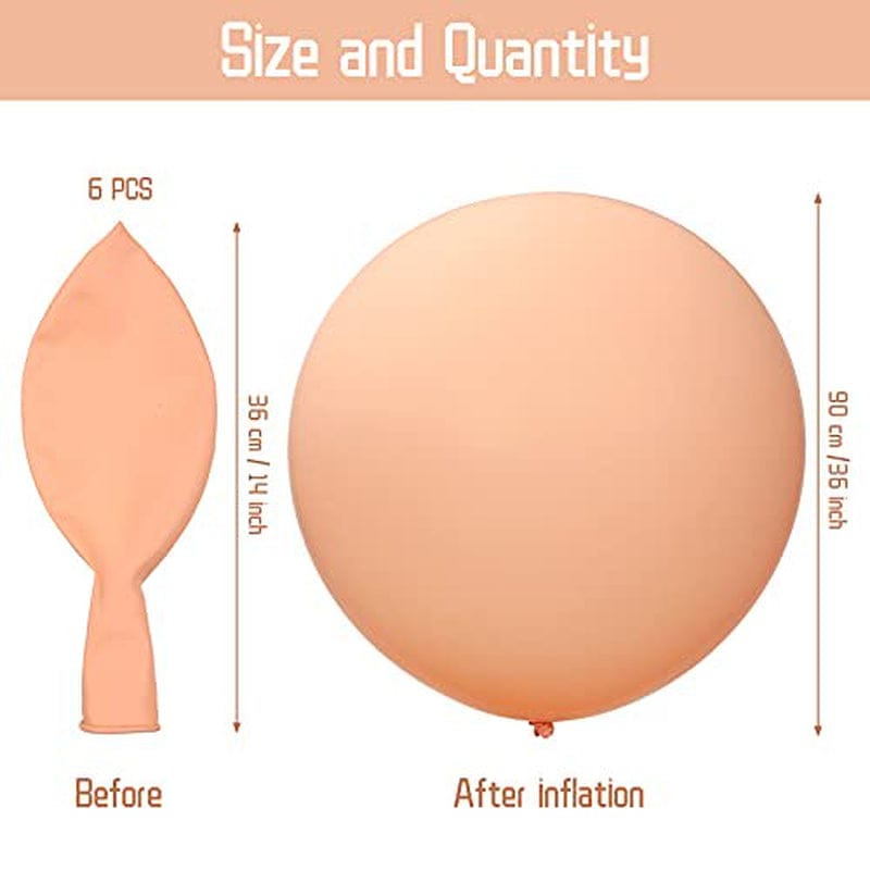 6 Pieces 36 Inch Blush Balloons Macaron Orange Balloons Giant Blush round Balloons Thick Latex Balloons for Weddings Baby Shower Outdoor Events Birthday Party Decoration Supplies
