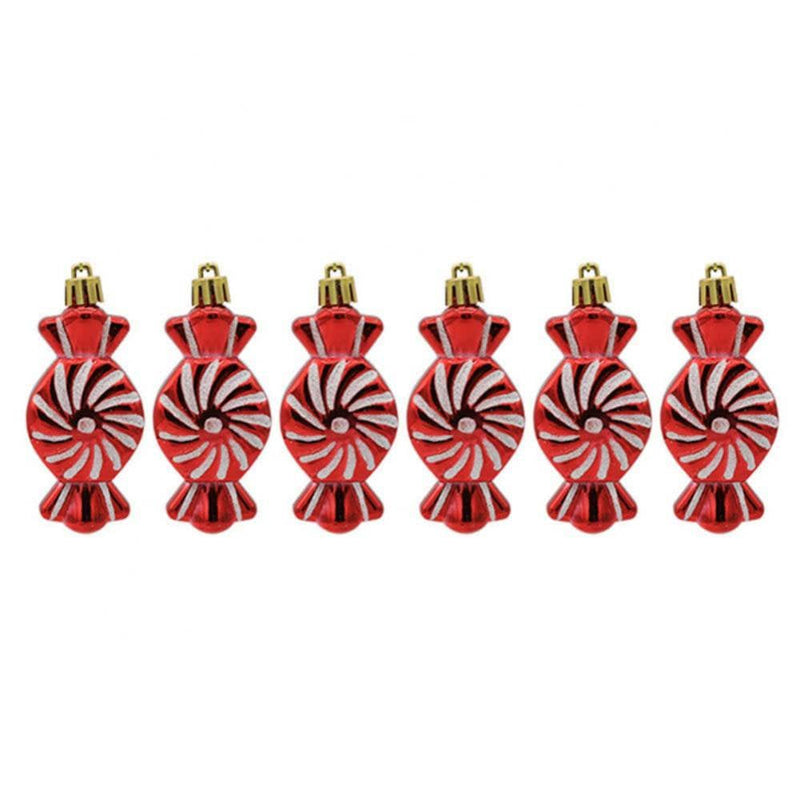 6 Pieces Christmas Glitter Hanging Candy Ornaments, Colorful Xmas Candy Cane Peppermint Tree Decorations for Christmas Tree Home Party Holiday Supplies  ESHOO Red  
