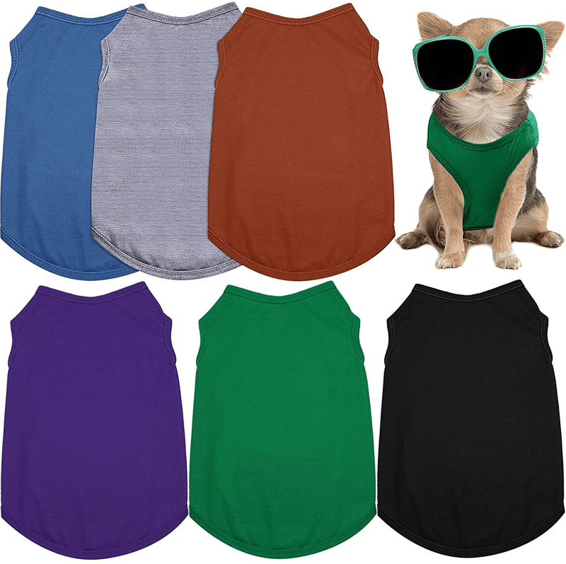 6 Pieces Dog Blank Shirt Dog T-Shirts Basic Pet Vest Clothes Soft and Breathable Pet Apparel for Small Medium Dogs Cats (Black, Purple, Green, Gray, Coffee, Navy, M)
