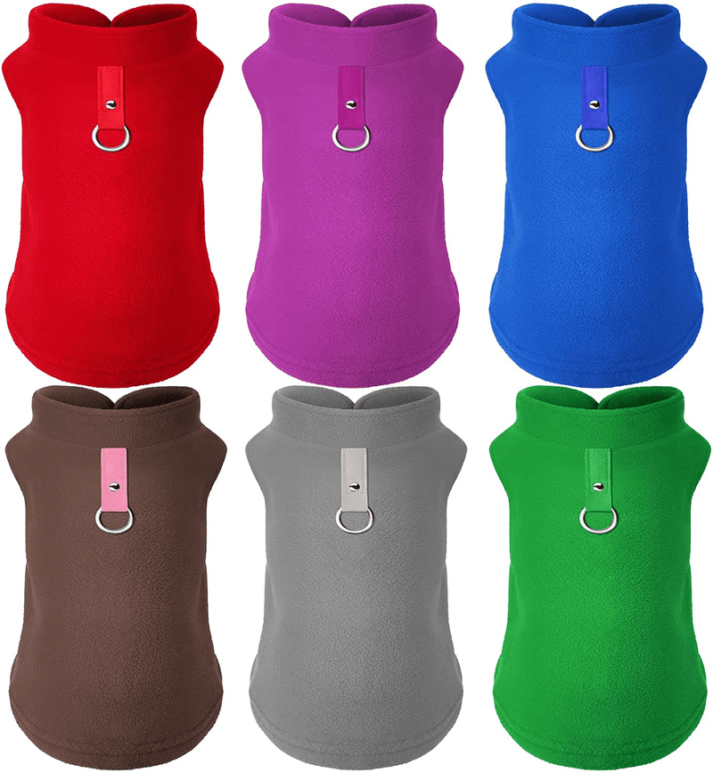 6 Pieces Dog Fleece Vest Dog Pullover Warm Dog Jacket Cold Weather Pet Sweater with Leash Ring Cozy Dog Clothes for Small Cats Dogs Animals & Pet Supplies > Pet Supplies > Dog Supplies > Dog Apparel Weewooday Dark Colors L 