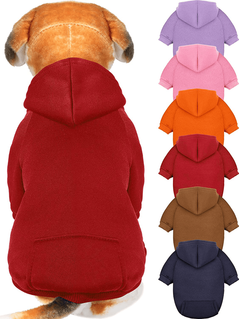 6 Pieces Dog Hoodie Dog Clothes Sweaters with Hat, Pet Winter Clothes Warm Hoodies Coat Sweater for Small Dogs Chihuahua