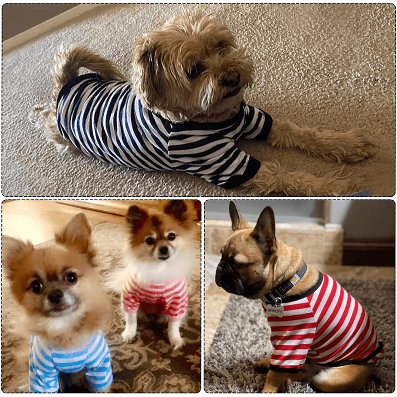 6 Pieces Dog Striped T-Shirt Dog Shirt Breathable Pet Apparel Colorful Puppy Sweatshirt Dog Clothes for Small to Medium Dogs Puppy