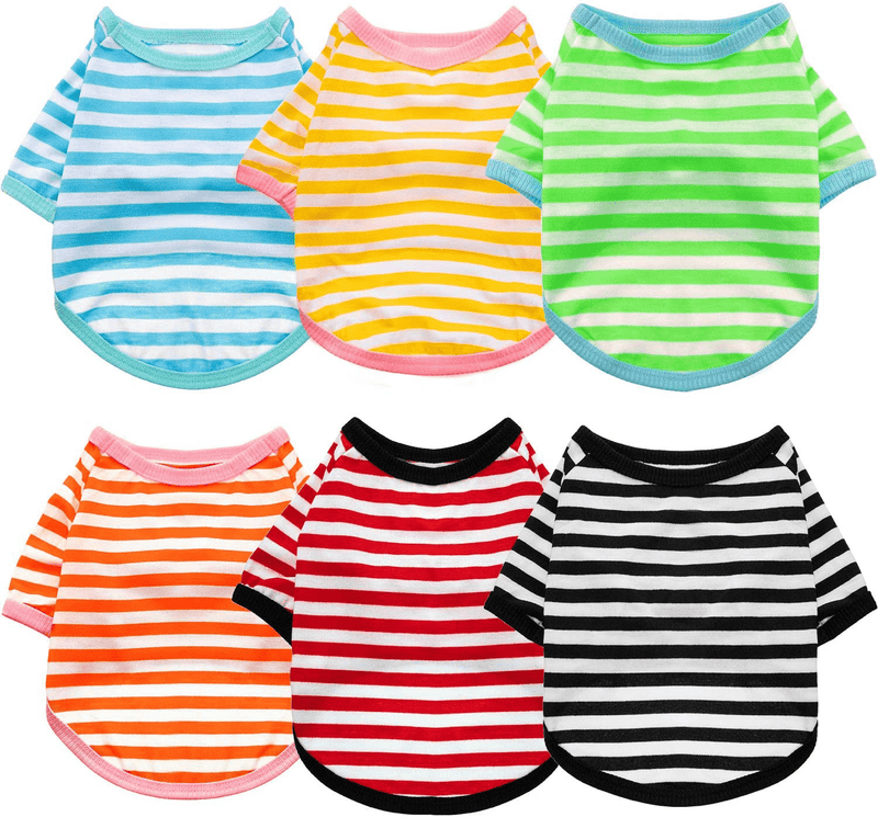 6 Pieces Dog Striped T-Shirt Dog Shirt Breathable Pet Apparel Colorful Puppy Sweatshirt Dog Clothes for Small to Medium Dogs Puppy Animals & Pet Supplies > Pet Supplies > Dog Supplies > Dog Apparel Geyoga S  