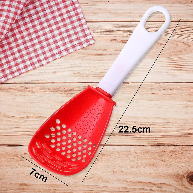 6 Pieces Multifunctional Kitchen Cooking Spoon Heat Resistant Kitchen Spoons Skimmer Scoop Colander Strainer Cooking Gadgets Practical Kitchen Tools for Cooking Draining Mashing (Red) Home & Garden > Kitchen & Dining > Kitchen Tools & Utensils Chengu   
