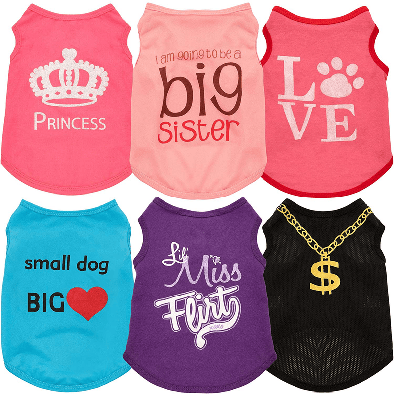 6 Pieces Pet Dog Shirts Soft Puppy Vest Dog Sweatshirt Pet Dog Cat Clothes for Chihuahua Yorkshire Terrier Small to Medium Dogs Cats (S) Animals & Pet Supplies > Pet Supplies > Cat Supplies > Cat Apparel Syhood Medium (6 Count)  