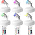 6 Pieces RGB LED Spotlight with Remote, 13 Color Spotlight, Battery Operated Accent Lights with Rotatable Light Head Stick on Wall, Hallway, for Painting Picture Artwork Closet(White) Home & Garden > Lighting > Flood & Spot Lights Hortsun White  