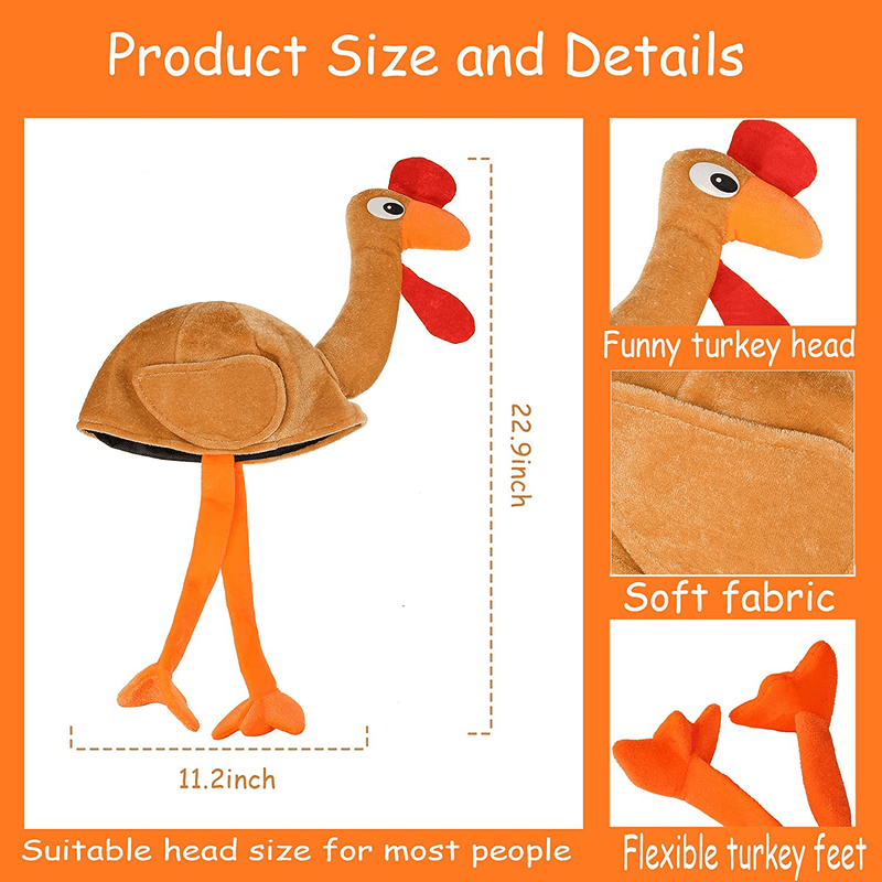 6 Pieces Turkey Hats Thanksgiving Christmas Turkey Hat Costume Plush Turkey Hat with Legs Holiday Fancy Dress Accessory Trot Accessory Toy for Teenagers Women and Man Orange Home & Garden > Decor > Seasonal & Holiday Decorations& Garden > Decor > Seasonal & Holiday Decorations SATINIOR   