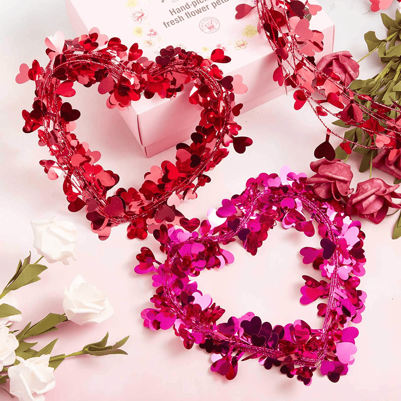 6 Pieces Valentine'S Day Heart Garlands Tinsel Heart Wreaths Assorted Heart Shape Wire Garlands Valentine Wreath Decorations Party Favors Accessories for Valentine'S Day, Wedding, Home, Classroom Home & Garden > Decor > Seasonal & Holiday Decorations Chuangdi   