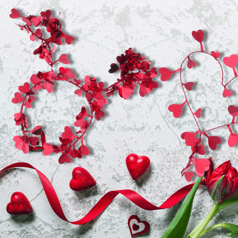 6 Rolls Valentine'S Day Heart Garlands Heart Shape Wire Garland Red Tinsel Heart Banners for Valentine'S Day Party Wedding Supply Home Decorations, the Total Length Is 118 Feet Arts & Entertainment > Party & Celebration > Party Supplies WILLBOND   