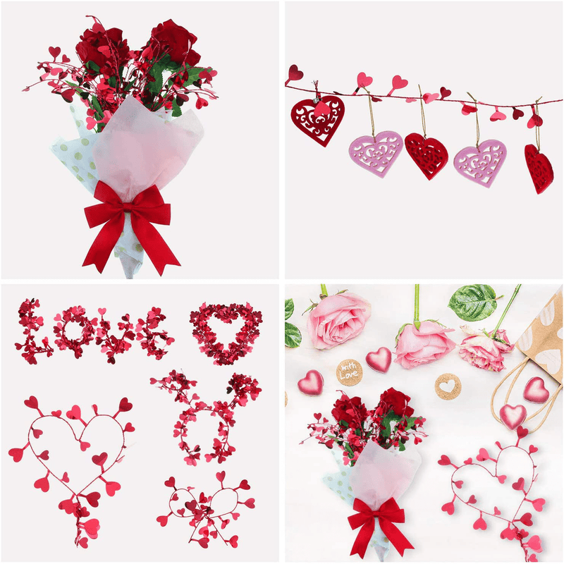 6 Rolls Valentine'S Day Heart Garlands Heart Shape Wire Garland Red Tinsel Heart Banners for Valentine'S Day Party Wedding Supply Home Decorations, the Total Length Is 118 Feet Arts & Entertainment > Party & Celebration > Party Supplies WILLBOND   
