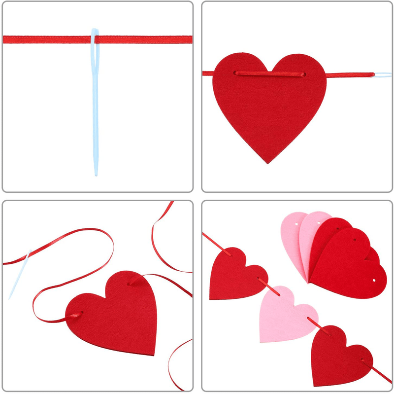 6 Sets Felt Heart Garland Banner, 60 Feet Red Pink Heart Garland Valentine'S Day Banner Decor for Valentine'S Day, Anniversary, Wedding, Birthday Party Decorations Arts & Entertainment > Party & Celebration > Party Supplies Boao   