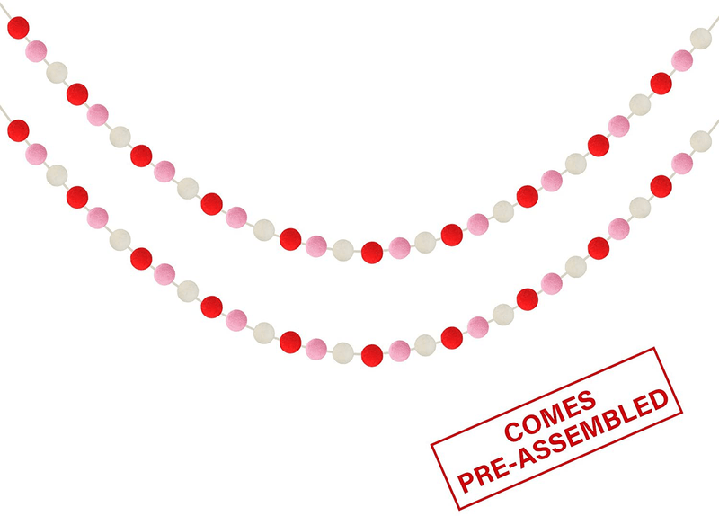 60 Balls Valentine'S Day Felt Ball Garlands - Valentines Decorations - Valentines Red Pink White Pom Pom Garlands for Home Tree- Valentine'S Day Indoor Outdoor Home Office Hanging Decor - 25Mm Home & Garden > Decor > Seasonal & Holiday Decorations Partyprops   