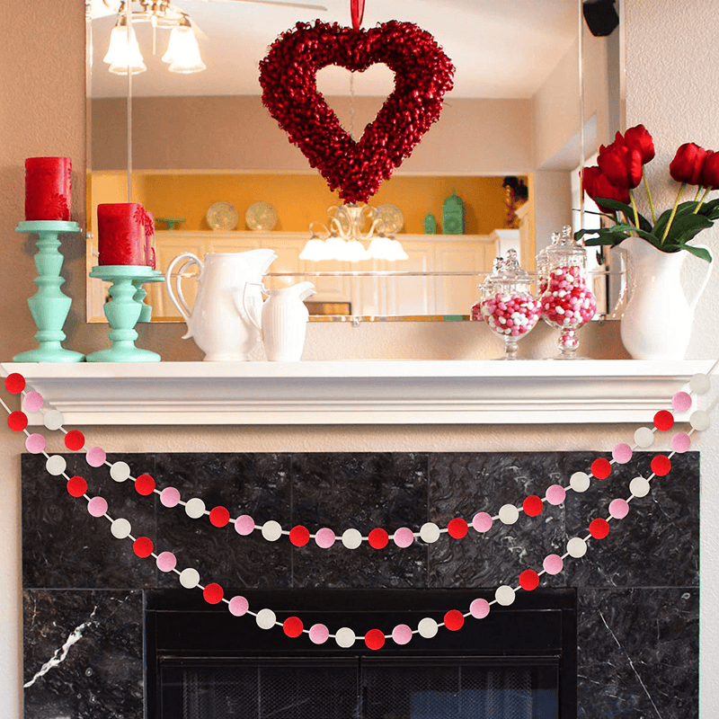 60 Balls Valentine'S Day Felt Ball Garlands - Valentines Decorations - Valentines Red Pink White Pom Pom Garlands for Home Tree- Valentine'S Day Indoor Outdoor Home Office Hanging Decor - 25Mm Home & Garden > Decor > Seasonal & Holiday Decorations Partyprops   