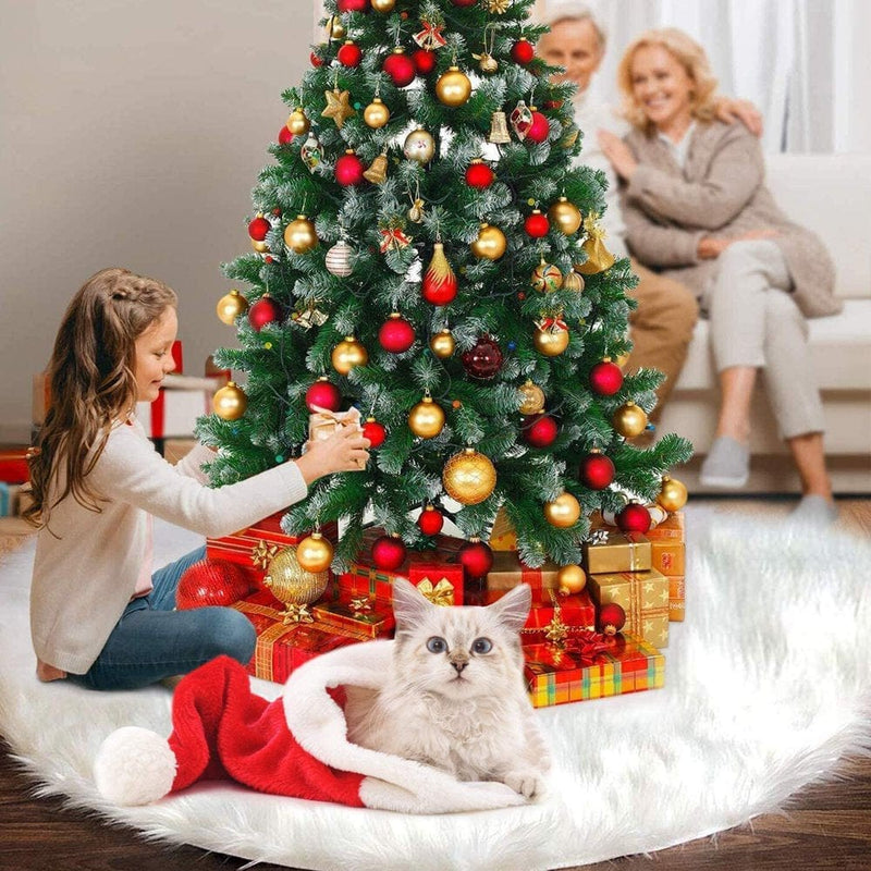60 Inch Christmas Tree Skirt, Large White Faux Fur Christmas Tree Skirt for Xmas Holiday Decor Home & Garden > Decor > Seasonal & Holiday Decorations > Christmas Tree Skirts Fremo   