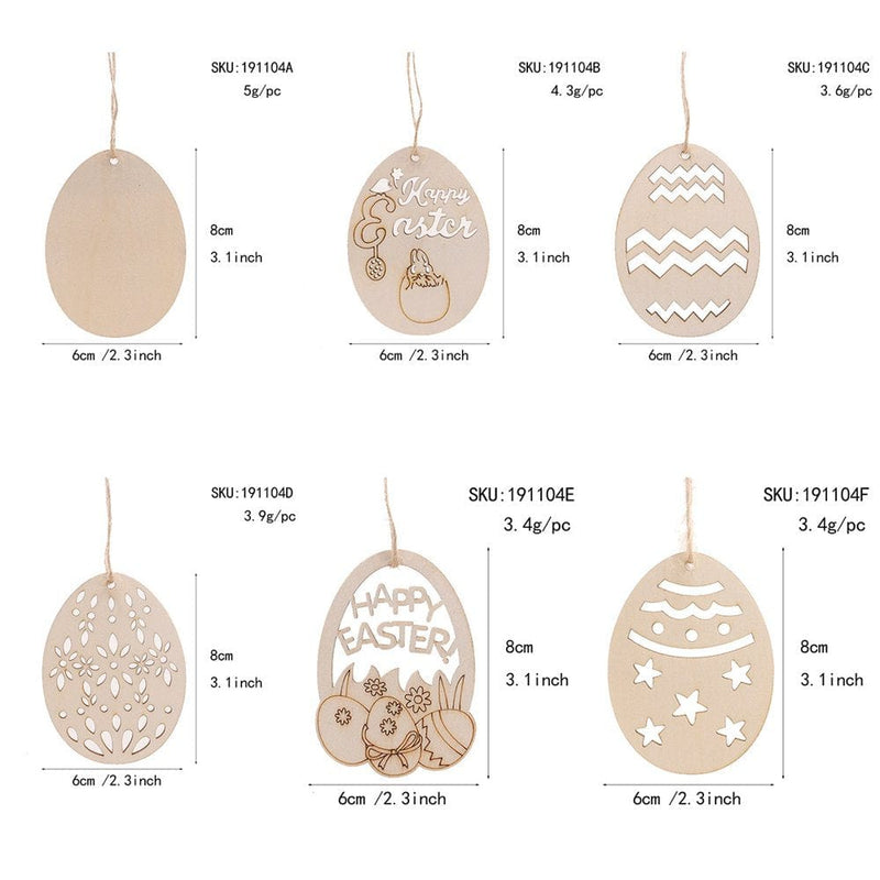 60 PCS Easter Wooden Hanging Ornaments Unfinished Wood Slices Eggs Easter Crafts for Kids DIY Easter Decorations Party Supplies Decor Home & Garden > Decor > Seasonal & Holiday Decorations Farship   
