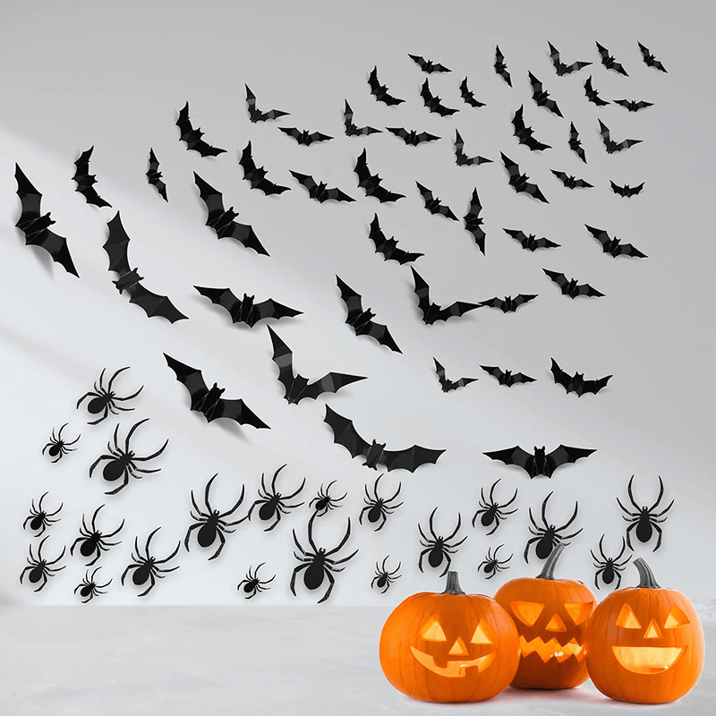60 Pcs Halloween Decorations 2021, 3D Bat Spider Halloween Room Decor Indoor with Foam Double-Sided Adhesive, PVC Scary Halloween Wall Decor Wall Sticker for Home, Window (36 Bat & 24 Spider) Arts & Entertainment > Party & Celebration > Party Supplies 3 years and up Default Title  