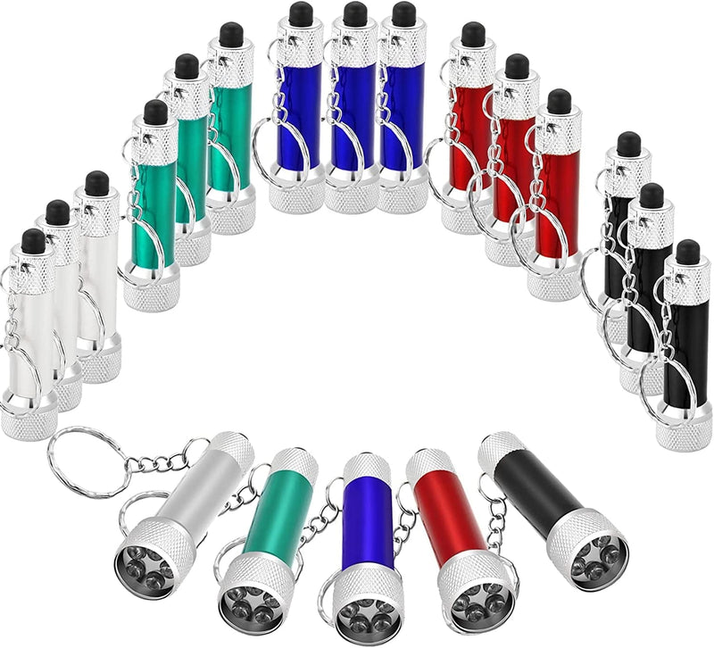 60 Pieces Mini Flashlight Keychains 5 Bulb LED Flashlight Keychains Portable Key Ring Light Torches Assorted Colors Bright Keychain Flashlights for Camping Party Favors