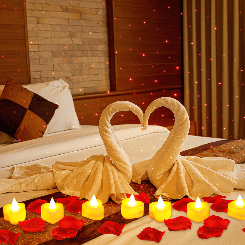 600 Pcs Artificial Rose Petals Kit 12 Pieces Romantic Heart LED Flameless Candles Love Tealight Candles with USB Romantic Night Light for Special Night Valentine'S Day Proposal Wedding Table Decor Home & Garden > Decor > Seasonal & Holiday Decorations Hortsun   