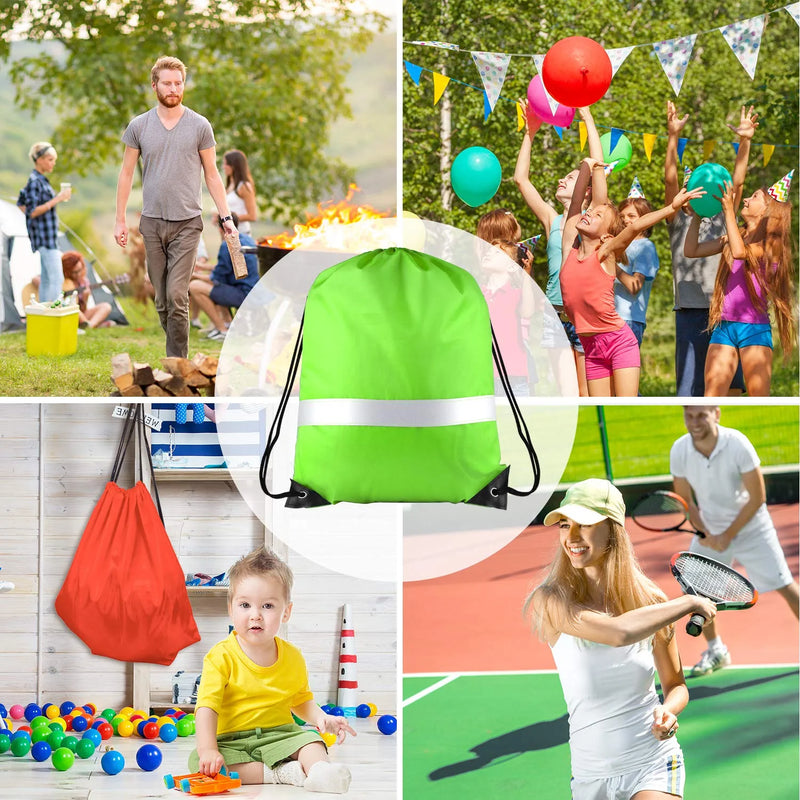 KUUQA 22 Pcs Drawstring Backpack Bag with Reflective Strip,String Backpack Bulk Cinch Sack Bags for School Yoga Sport Gym Traveling (11 Colors)