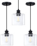 Doraimy Lighting Single Vintage Hanging Pendant Lighting Oil Rubbed Bronze Finish 6.5 Inches Modern Clear Blown Glass Shade Classic for Farmhouse Entryway Dining Room Kitchen Island Foyer Home & Garden > Lighting > Lighting Fixtures Doraimy Lighting 5.5" Black 3 Pack  