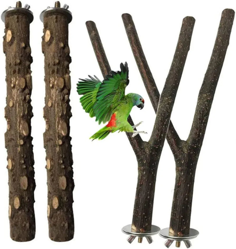 POPETPOP 4Pcs Parrot Perch Bird Stand Pole Bird Perch Branch Parakeet Cage Standing Branches Toy for Small Budgies Cockatiels Lovebirds