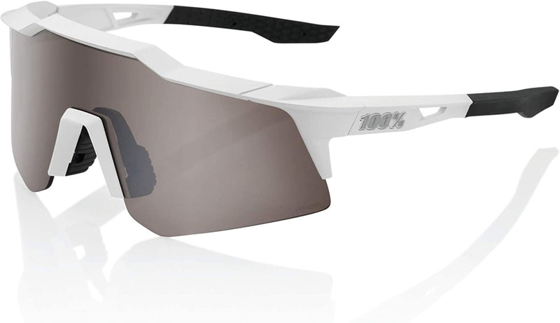 100% Speedcraft XS Sport Performance Cycling Sunglasses Premium Vented Baseball Road Bike Triathlon with Interchangeable Lens Sporting Goods > Outdoor Recreation > Cycling > Cycling Apparel & Accessories 100% Matte White - HiPER Silver Mirror Lens  