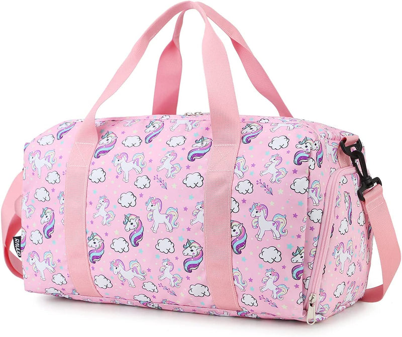 Duffle Bag for Girls,Ravuo Water Resistant Travel Overnight Weekend Bag Carry on Bag for Gym Sport Dance with Shoe Compartment and Wet Pocket Unicorn Home & Garden > Household Supplies > Storage & Organization RAVUO Unicorn  