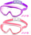 COOLOO Kids Swim Goggles for Age 3-15, 2 Pack Kids Goggles for Swimming with Nose Cover, No Leaking, Anti-Fog, Waterproof Sporting Goods > Outdoor Recreation > Boating & Water Sports > Swimming > Swim Goggles & Masks COOLOO A. Wv-purple+pink  