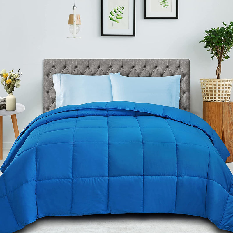 SUPERIOR Classic All-Season down Alternative Comforter with Baffle Box Construction, Warm Filling - Twin Comforter, White Home & Garden > Linens & Bedding > Bedding > Quilts & Comforters SUPERIOR Aster Blue Twin 