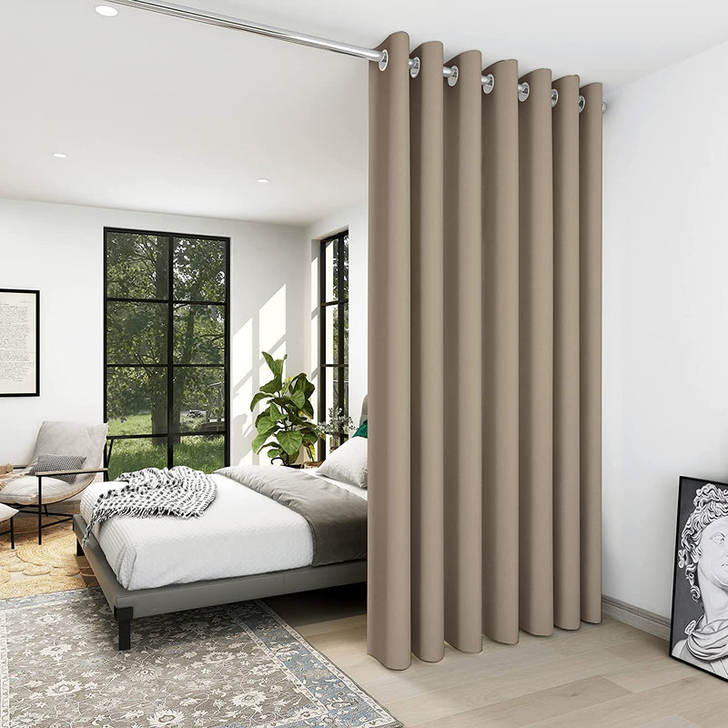 Deconovo Room Divider Curtains for Office (10Ft Wide X 8Ft Tall, 1 Panel, Khaki) Blackout Curtains for Sliding Door, Thermal Window Drapes, Grommet Curtain Panles for Bedroom, Living Room, Loft Home & Garden > Decor > Window Treatments > Curtains & Drapes Deconovo Khaki 10ft Wide x 9ft Tall 