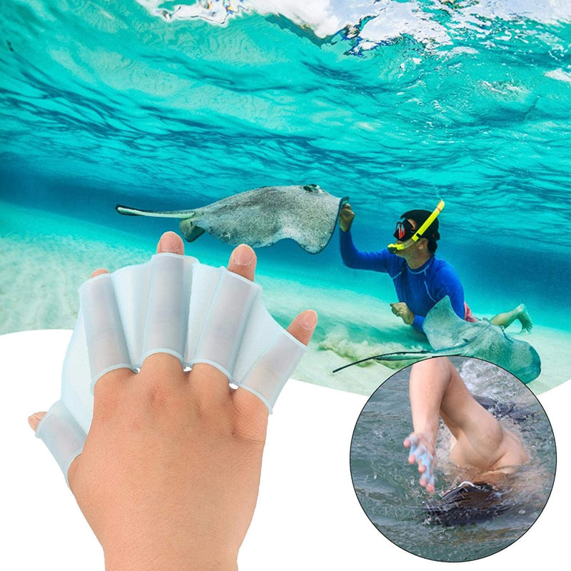 Webbed Swimming Gloves Finger Flipper Fins Swim Training Surfing Diving Water Exercise (Medium)