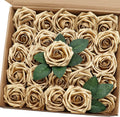 J-Rijzen Artificial Flowers 25PCS Real Looking White & Dusty Blue Shades Fake Roses with Stem for DIY Wedding Bouquets Centerpieces Baby Shower Party Home Decorations Home & Garden > Decor > Seasonal & Holiday Decorations J-Rijzen Gold 3"/50pcs 