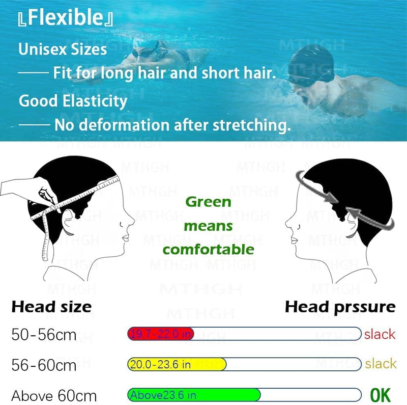 Swim Cap for Long Hair Women, MTHGH Silicone Swim Cap for Men Unisex Adults, 2Pack High Elasticity Large Swimming Cap Sporting Goods > Outdoor Recreation > Boating & Water Sports > Swimming > Swim Caps shixing   
