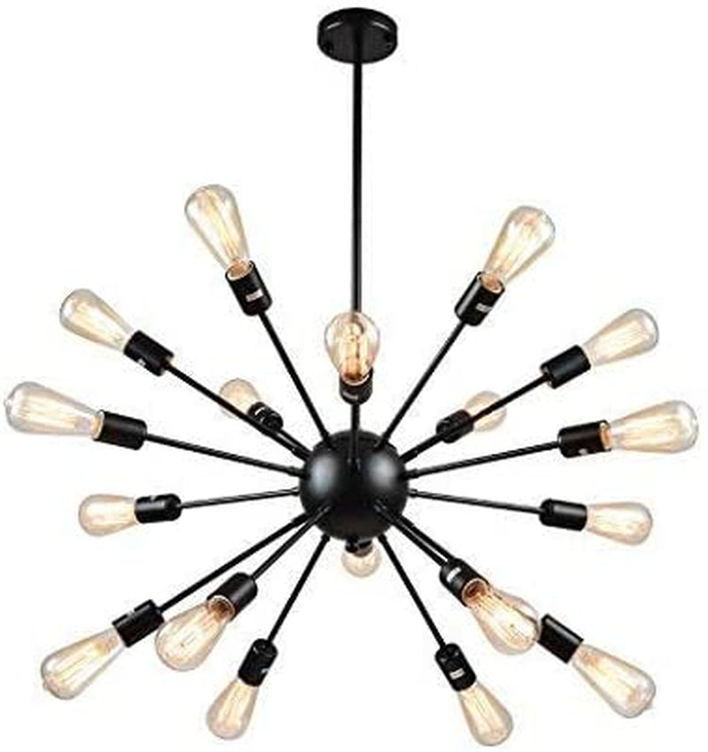 Mirrea Vintage Metal Large Dimmable Sputnik Chandelier with 18 Lights (Brushed Brass) Home & Garden > Lighting > Lighting Fixtures > Chandeliers mirrea home Black  
