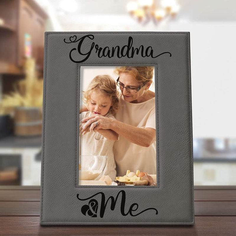 KATE POSH - Grandma & Me Engraved Leather Picture Frame, First Grandchild Gifts, Best Grandma Ever, Grandparents Gifts (4X6-Vertical) Home & Garden > Decor > Picture Frames KATE POSH   