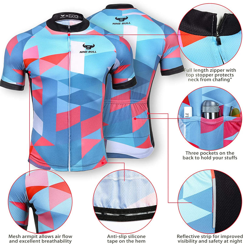 Men'S Cycling Jersey Set - Reflective Quick-Dry Biking Shirt and 3D Padded Cycling Bike Shorts Sporting Goods > Outdoor Recreation > Cycling > Cycling Apparel & Accessories nine bull   