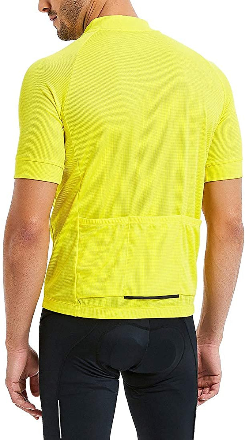 CATENA Men'S Cycling Jersey Short Sleeve Shirt Running Top Moisture Wicking Workout Sports T-Shirt Sporting Goods > Outdoor Recreation > Cycling > Cycling Apparel & Accessories CATENA Yellow Small 
