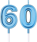 60th Birthday Candles Cake Numeral Candles Happy Birthday Cake Candles Topper Decoration for Birthday Wedding Anniversary Celebration Supplies (Gold) Home & Garden > Decor > Home Fragrances > Candles Frienda Blue  