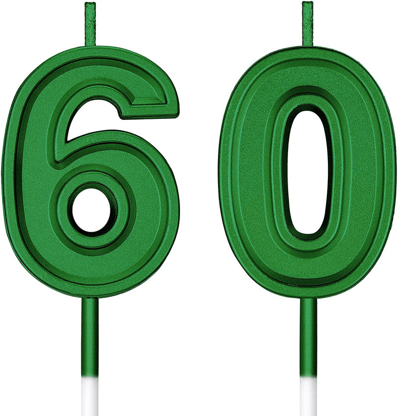 60th Birthday Candles Cake Numeral Candles Happy Birthday Cake Candles Topper Decoration for Birthday Wedding Anniversary Celebration Supplies (Gold) Home & Garden > Decor > Home Fragrances > Candles Frienda Green  